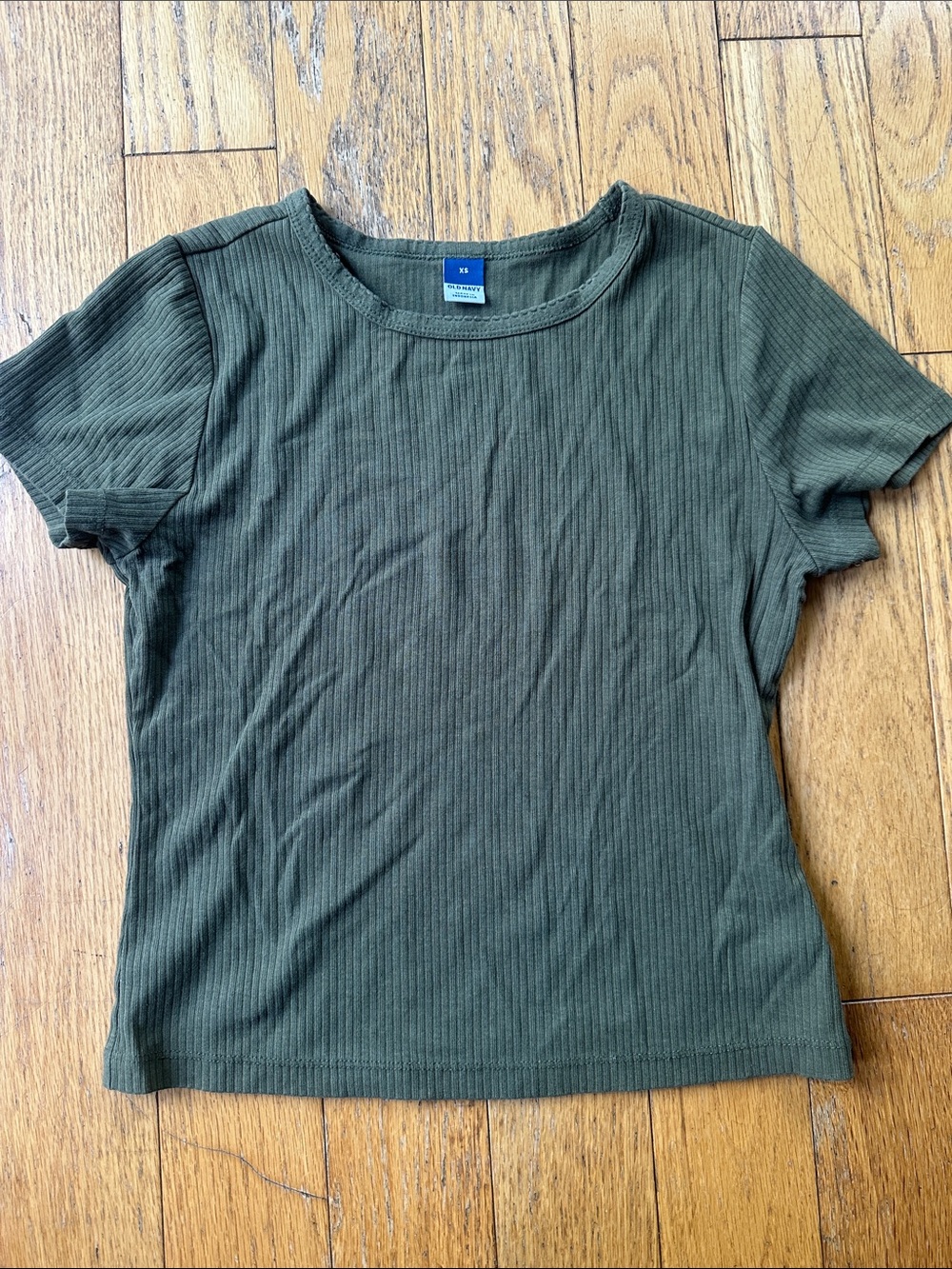 Old Navy Olive Ribbed Short Sleeve Crewneck Tee